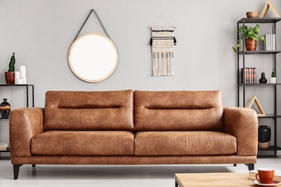 faded Leather Couch restored